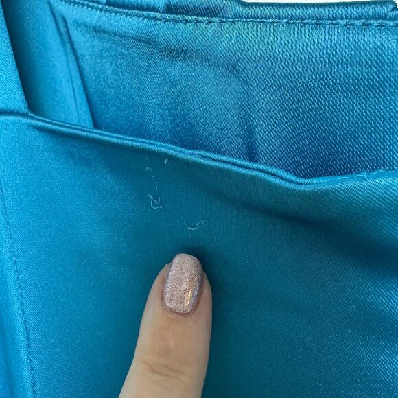 Calvin Klein Dress Womens Medium Blue Pencil Y2K Satin Stretch Prom Homecoming - Picture 4 of 10